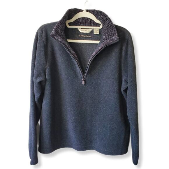 Vtg Y2K Eddie Bauer Women Gray Fleece Sweater L Birch Valley Gorp Outdoors Cozy - Picture 3 of 11
